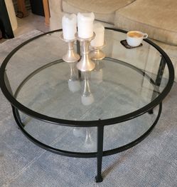36" Round Glass/metal Coffee Table