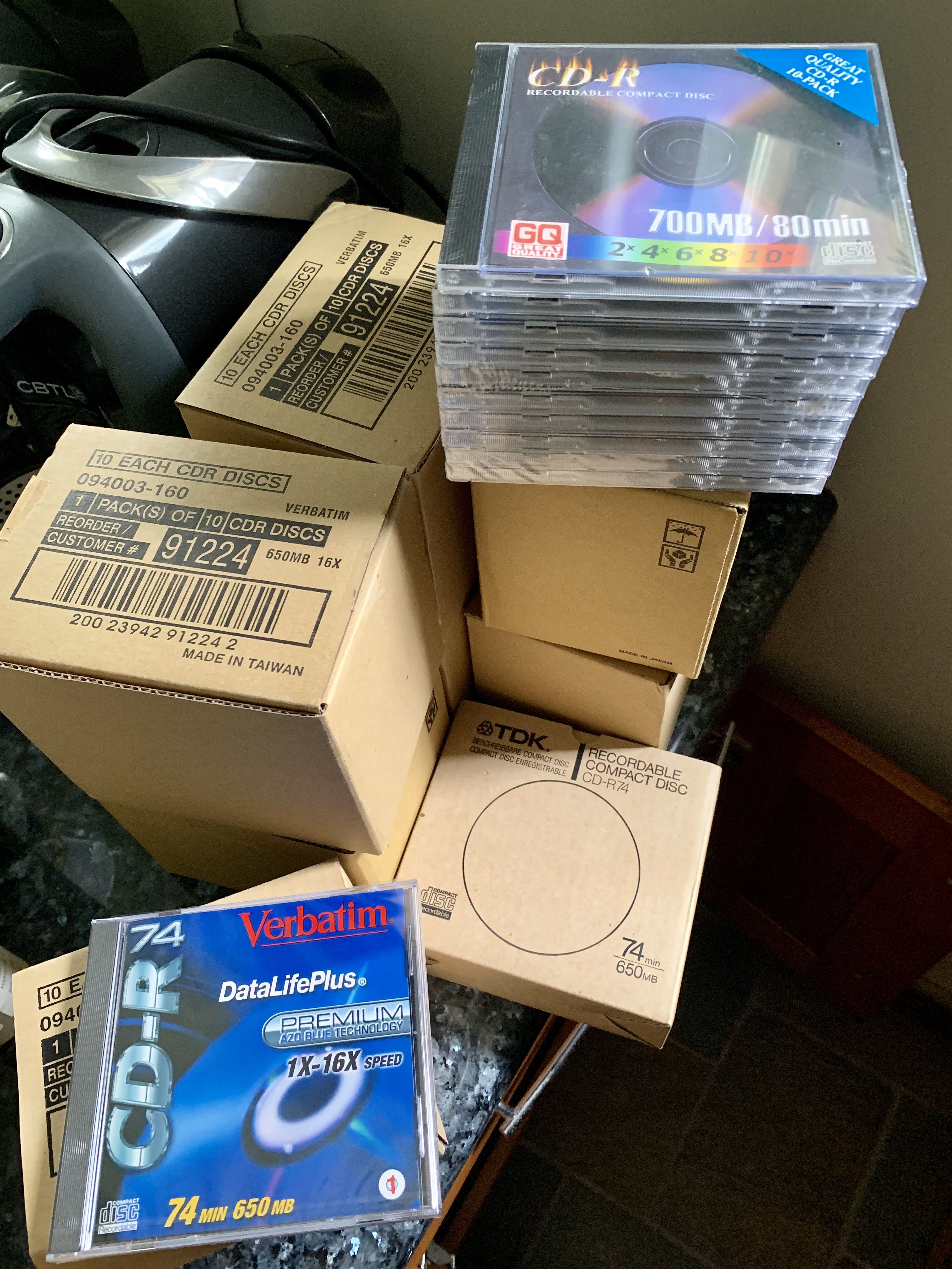 Blank CDR Media, recordable CDs, TDK, Verbatim in Jewel Cases NEW