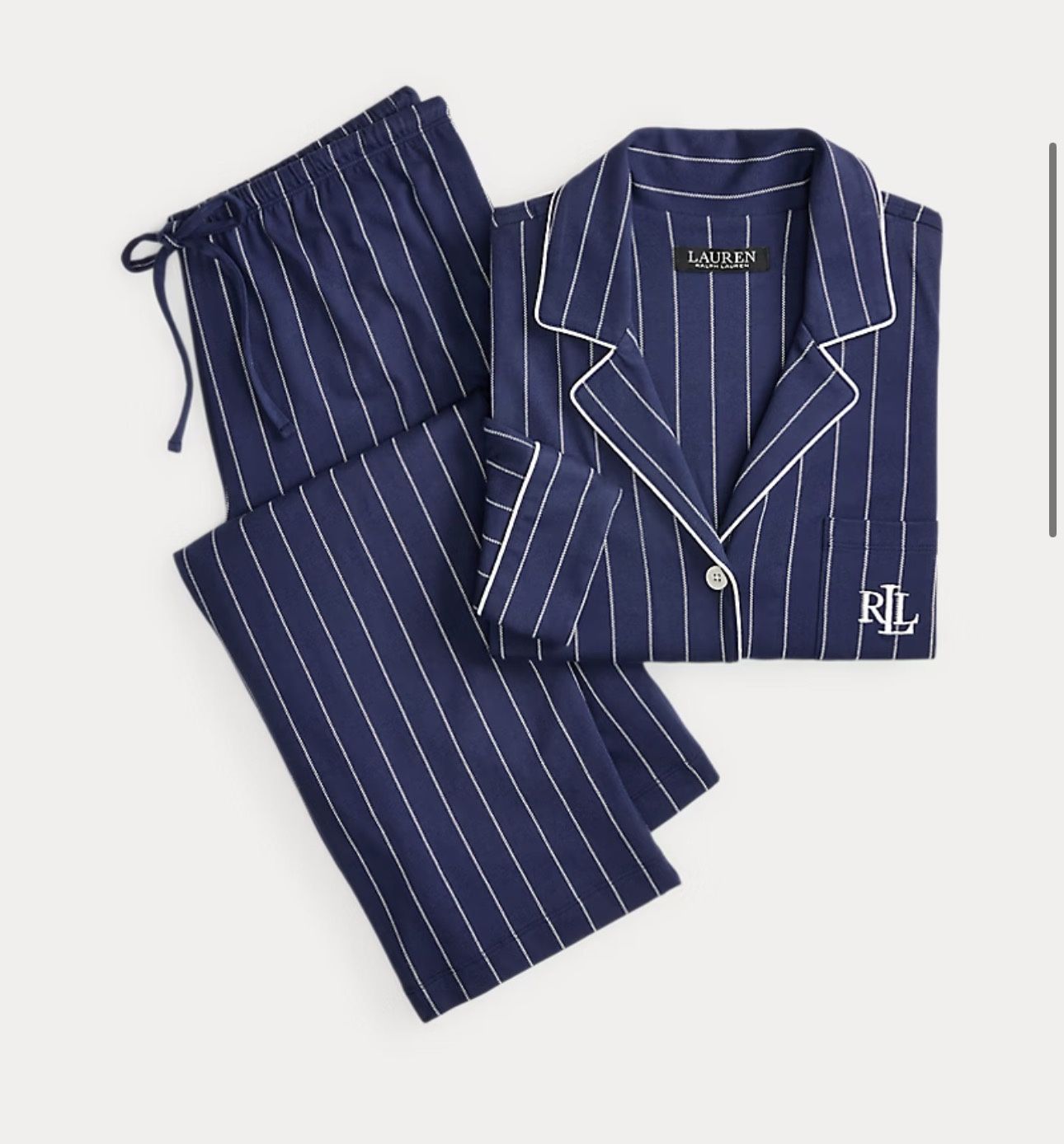 Lauren Ralph Lauren Striped Cotton Jersey Pajama Set black size M