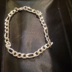 9 inch Silver Figaro Bracelet stamped 925