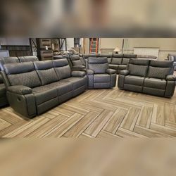 Black 3PC Power Recliner Sofa Set 