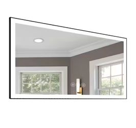 Timussi 55 in. W x 30 in. H Rectangular Frameless LED Wall Bathroom Vanity Mirror with 3 Color Modes in White