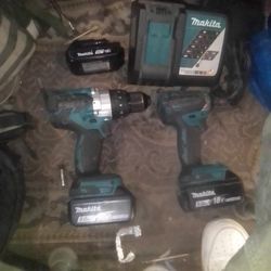 Makita Impact, Drill, 3 Batteries And Charger