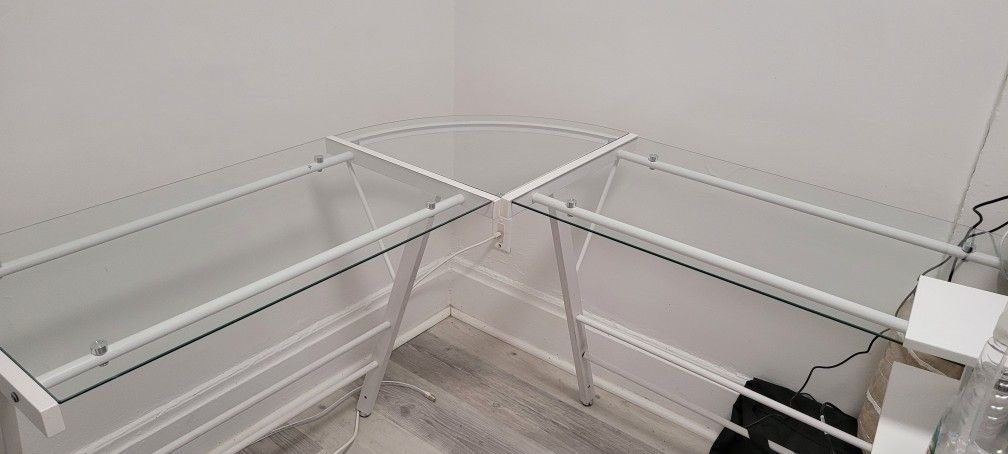 Cormer White Glass Desk