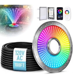 RGBW LED Pond Fountain Aerator Light IP68 Waterproof 100FT App Remote 120V