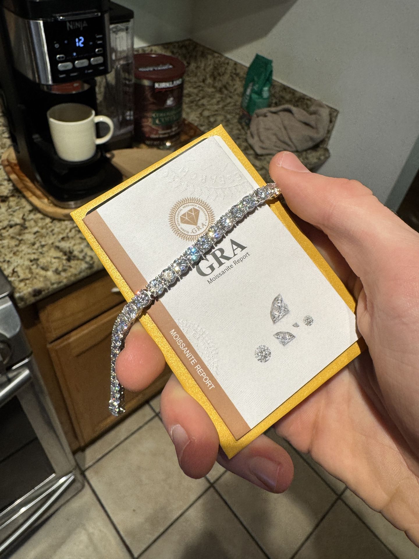 Moissanite Tennis Bracelet 5mm 8in 925 Sterling Silver With Gra Grading Papers And Card