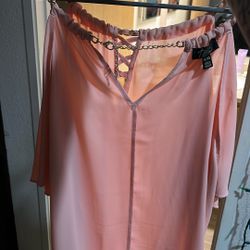 Pink Dress Top With Gold Chain 
