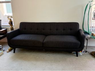 MCM Style Grey Fabric Tufted Sofa