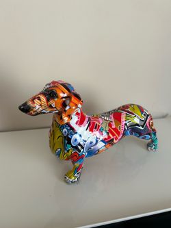 Graffiti Weiner Dog Decorative Figurine