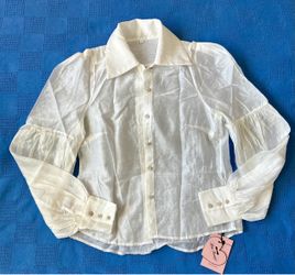 Miss Rosier - white, semi-sheer button-up blouse