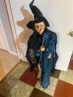 Standing Witch with Broom 46” Tall Halloween Decor With Tripod