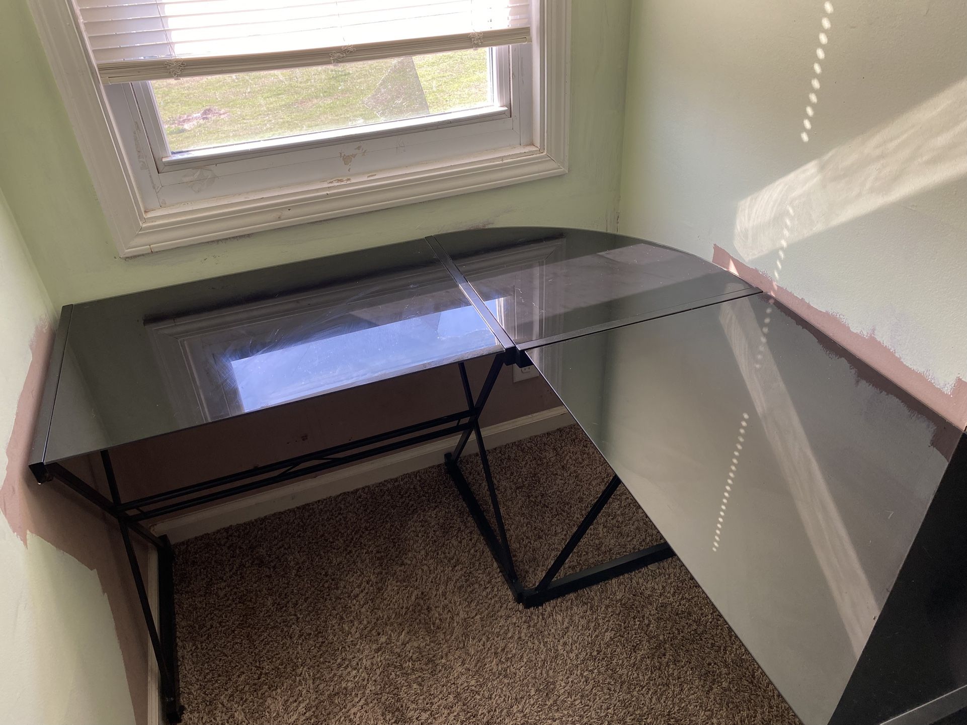L-Shaped Glass Desk