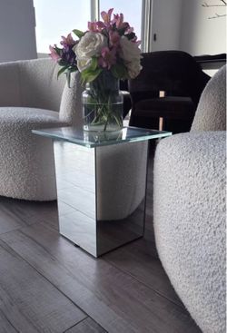 cb2 muse mirror side table
