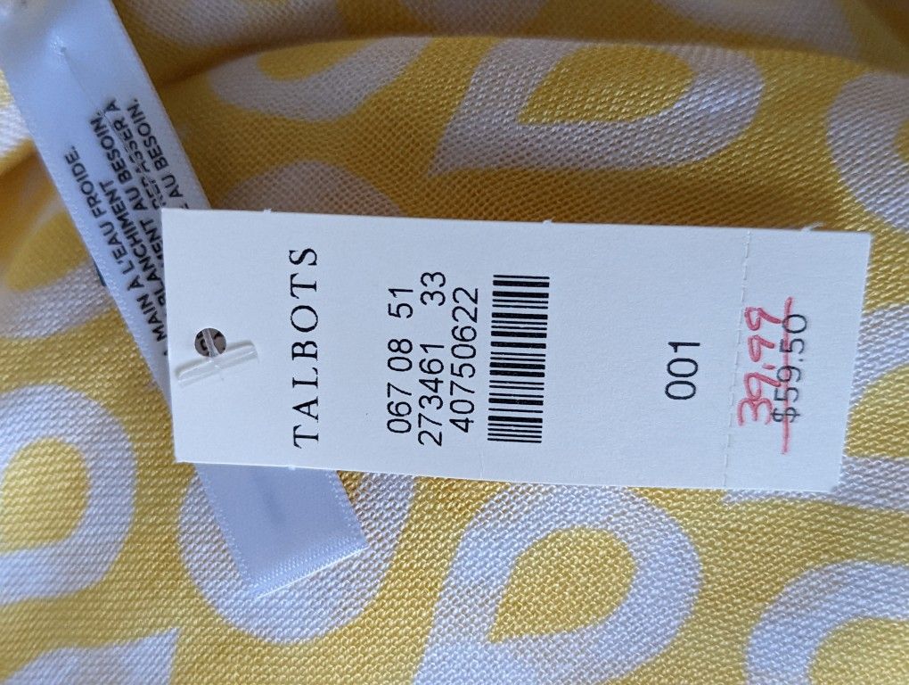 New Talbots Long Yellow Scarf 25" X  72".