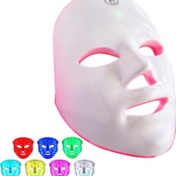NEW Red Light Therapy Face Mask Blue Red 7+1 Colors Facial Skin Care USB Rechargeable (Retail $89.99)