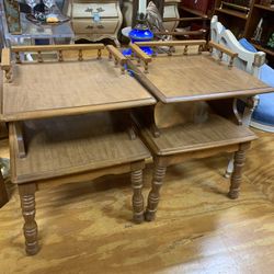 Vintage Pair Of Two Tiered End Tables 