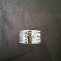 925 Silver Cross Ban Ring Size 8