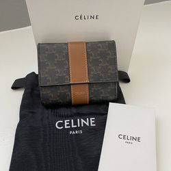 Authentic Celine Triomphe Compact Wallet 