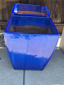 Large Blue Ceramic Pot