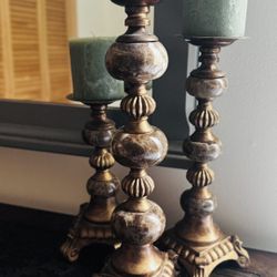 High End Marble Candle Holder Set with matching Candles