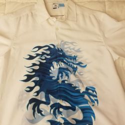 Blue Ethereal Dragon Dress Shirt 