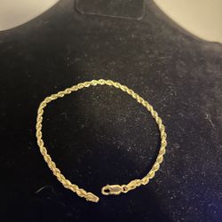 14k Gold Rope Chain Bracelet 8.5 Inches 