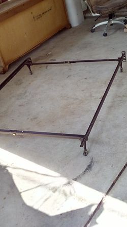 Full size metal bed frame with wheels