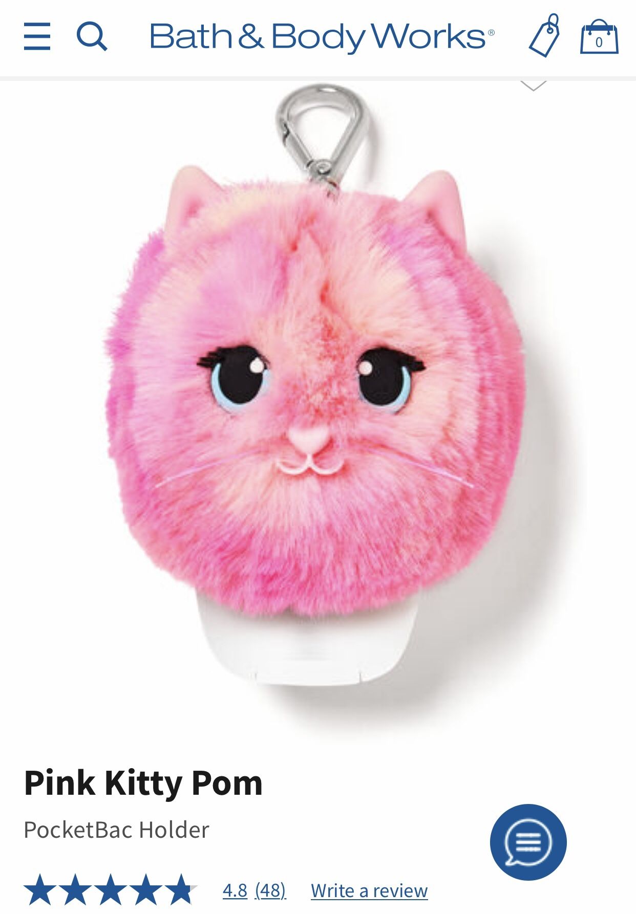 New! BATH & BODY WORKS💕💗😻Pink Kitty Pom😻💗💕Pocketbac Holder 