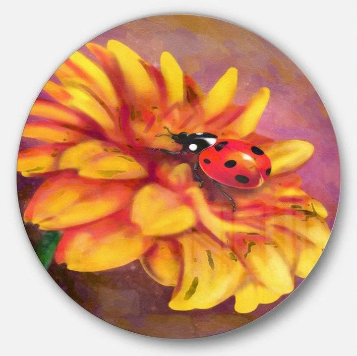 Design Art Gerber And Ladybug Floral Watercolor 