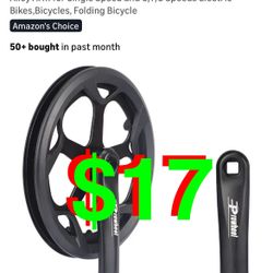 Prowheel E Bike/ Bike Crankset 1 Piece/Single 46T/ 48T/ 52T Steel Chainring with Double Chain Cover 170mm Aluminium Alloy Arm for Single Speed and 6/7