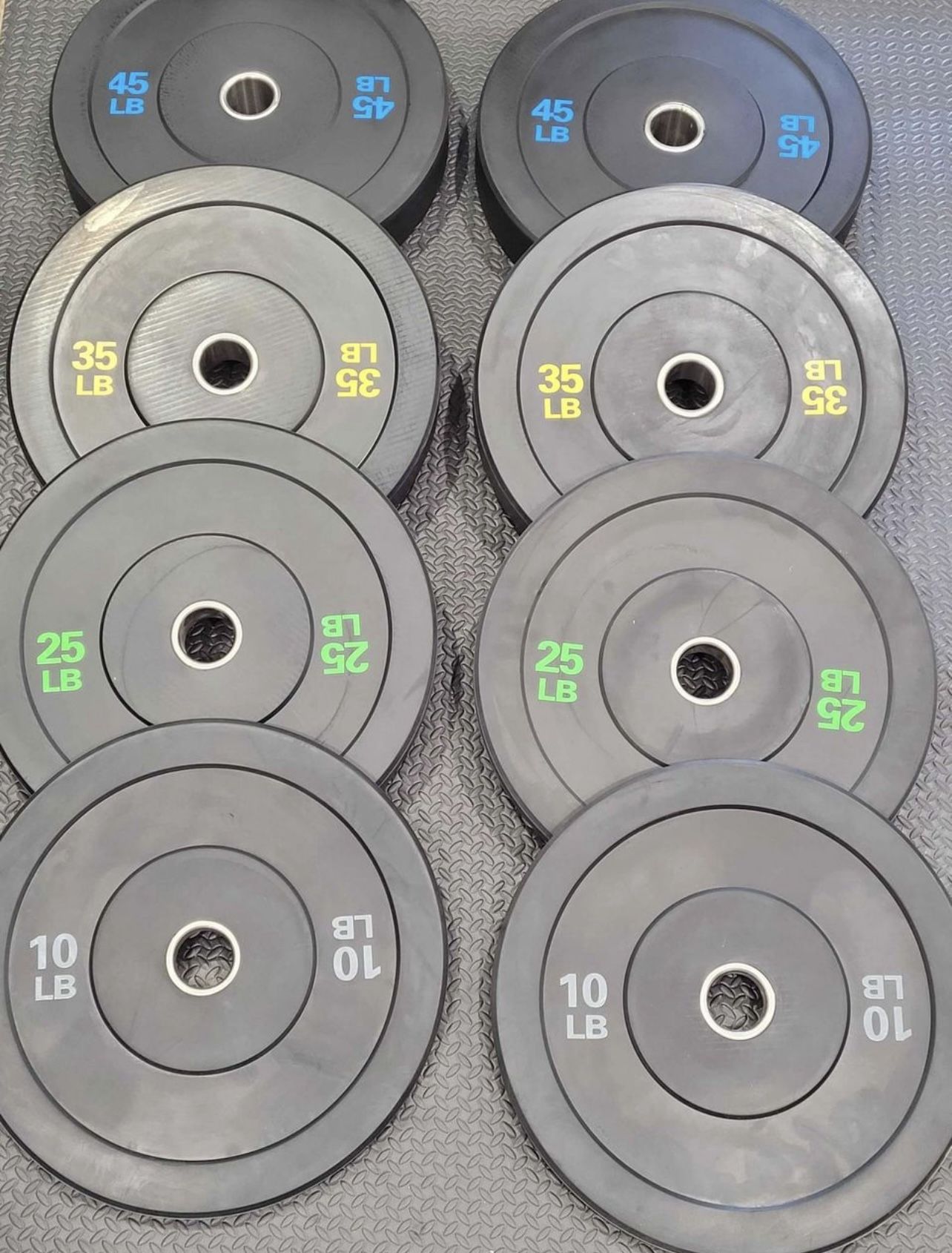 Full Olympic Bumper Plate Set 45/35/25/10/5/2.5 (BRAND NEW IN BOXES)