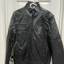 Black Jacket Size M , Unisex, Imitation Leather.