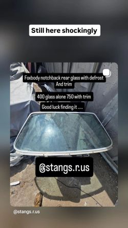 Mustang notchback rear window with trim