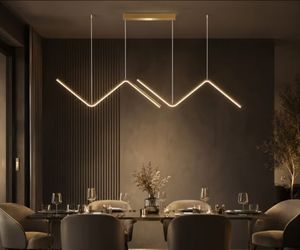 Modern LED Linear Pendant Chandelier Gold