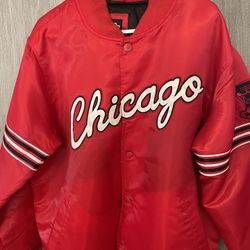 Chicago Bulls Lightweight Satin Jacket-Red