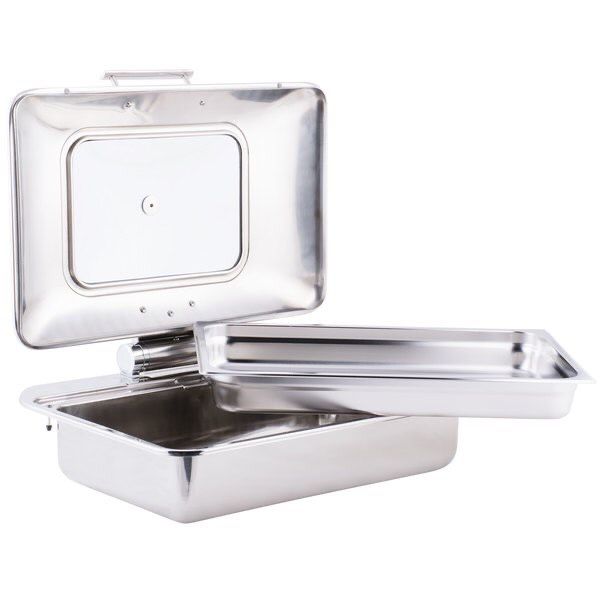 Tablecraft CW40161 7 Qt. Full Size Stainless Steel Induction Chafer with Glass Lid
