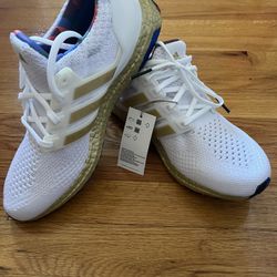 Adidas UltraBoost 5.0 DNA Low Title IX W size 9.5 white and gold 