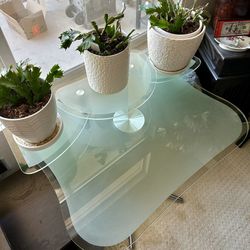 Modern Glass Tiered Table / Vanity Table/Plant Display Stand / Small Desk