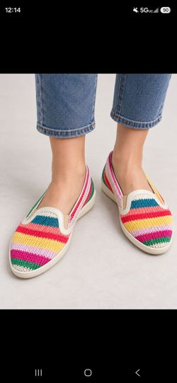 Rainbow Stripe Knit Slip-On Sneakers