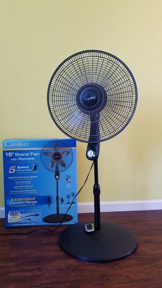 Lasko 18 Stand 5-Speed Fan, Model #S18602, Black with Remote for Sale in  Cupertino, CA - OfferUp