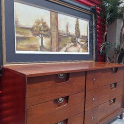 Vintage Wood Dresser with Brass Hardware