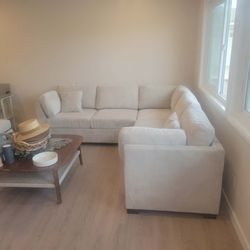 New 99x99 Corduroy Sectional Couch With Ottoman / Free Delivery 