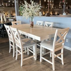 White 7pc Counter Height Dining Room Set 