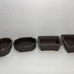 Small Bonsai Pots-Dark Brown Unglazed Bonsai Planters($8 each)