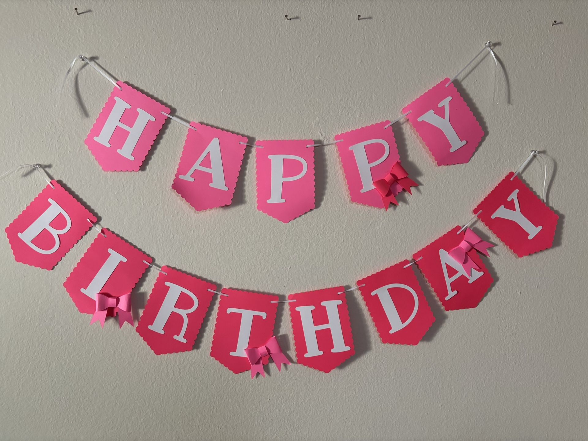Pink Bow Banner, Cake Topper & Candy Bags