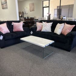 Black Corduroy Sofa And Love Seat ✅ Financing Available - Bad or No Credit Accepted ✅ 