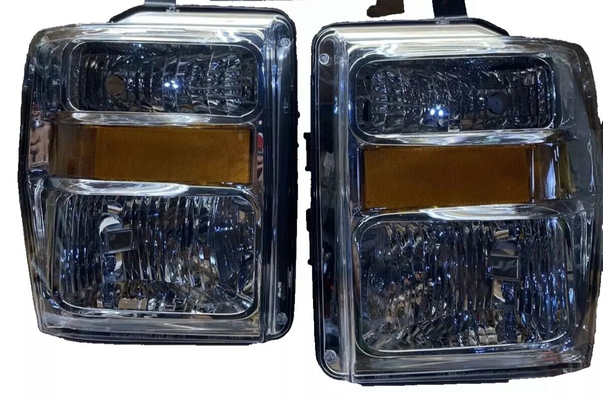 #OH69 FIT 2008-2021 E150 E250 E350SD E450SD F650 F750 Chrome Smoked Halogen Headlight Pair