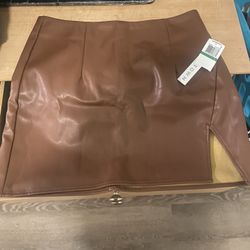 Women’s Brown Leather Skirt