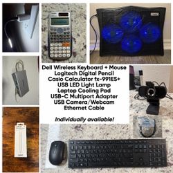 Keyboard, Mouse, Calculator, Lamp, Adapter, Digital Pencil, Webcam, Cooling Pad, Ethernet Cable
