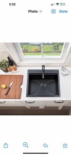 21x20 Inch Black Drop In Kitchen Sink Workstation - VAPSINT 21 Inch Topmount Gunmetal Black Bar Sink BCW-1 $80